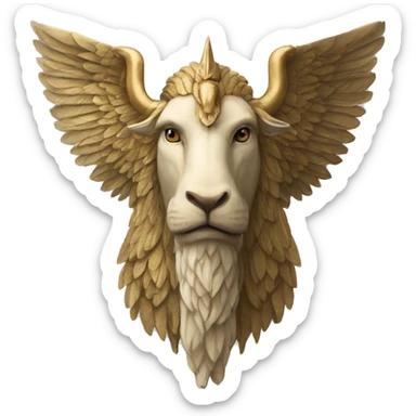 Lamassu, head of a bearded human, body of a bull, feathered wings that extend from its back sticker