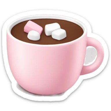 Light Pink mug of hot chocolate with marshmallows  sticker