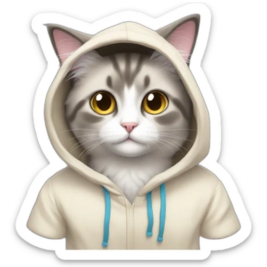 An a anime ragdoll cat in a hoodie sticker