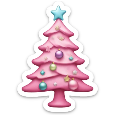 A pink Christmas tree with pastel ornaments  sticker