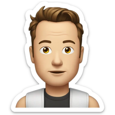 elon musk with an x tattoo on his forehead sticker