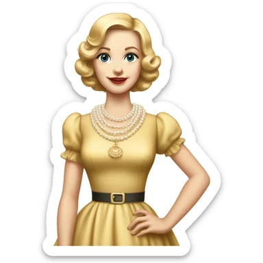 White girl dress stepford wife full length with pearl necklace  sticker