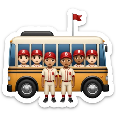 autobus de equipo llevando a egnte de basebal  y un chofer sticker