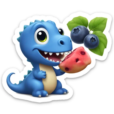Cute Dinosaur eating a blueberry  sticker