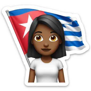 Girl with Cuban flag sticker