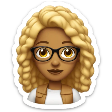 chica piel canela clara con pelo negro corto y lentes sticker