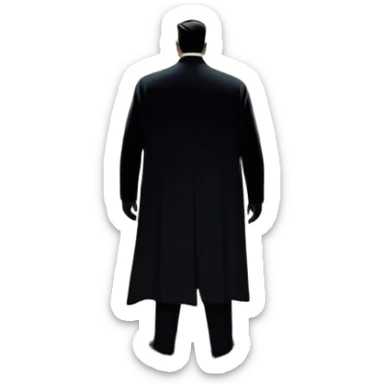 A dramatic, large collage featuring sinister villains and Alfred Hitchcock's silhouette. In the background, Gotham's gloomy cityscape with dim lighting. A flock of black birds flies ominously overhead. The atmosphere is tense, suspenseful, and mysterious. Transparent background. sticker