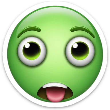 a green smiley very very shoked with big round eyes and mouth wide open sticker