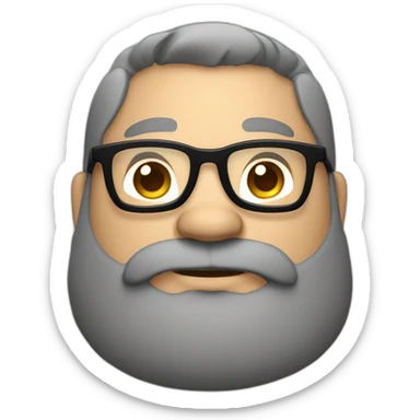 Mid age smiling chubby developer with light brown skin long beards and glasses and a very short black hair sticker