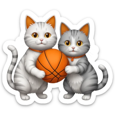 2 cats spinning basketballs sticker