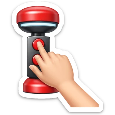 hand hitting a buzzer button sticker