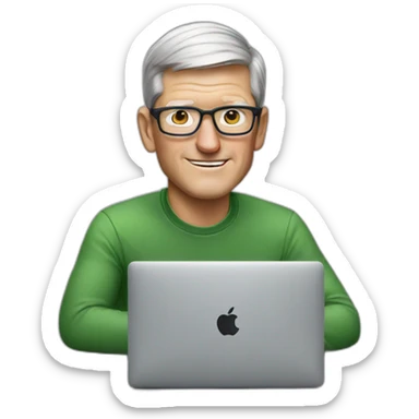 tim cook with a macbook pro sticker