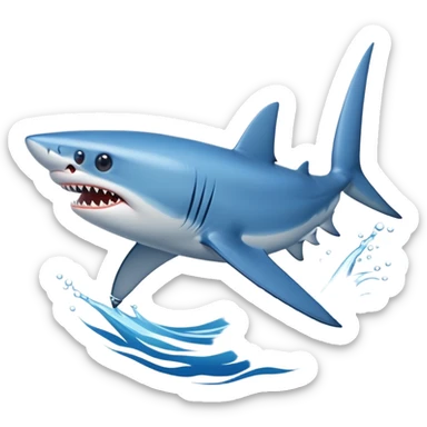 blue shark with sharp teeth swimming sticker