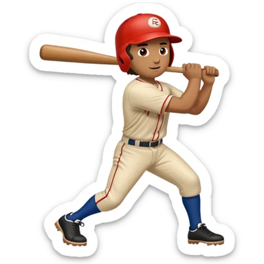 Baseball player swinging a bat at a baseball  sticker