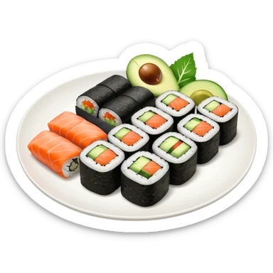 Maki rolls in a plate sticker