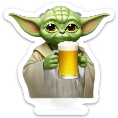 Master yoda drinking a beer sticker