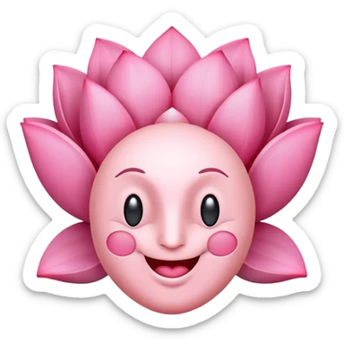 brain with happy face and lotus flower, representing mental harmony sticker