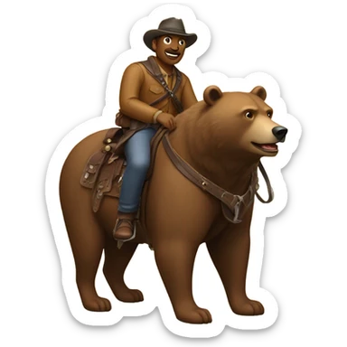 Man riding a bear with a saddle sticker