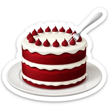 red velvet cake with fork and plate sticker
