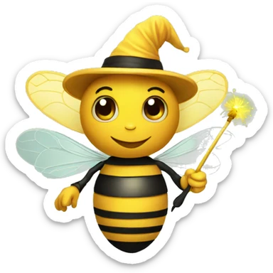 a magician bee with a magic wand sticker