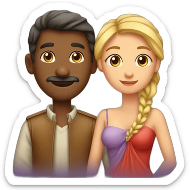 A love story between a man and a woman on different hemisphere sticker