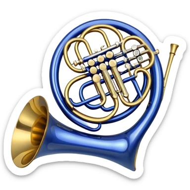 blue french horn  sticker