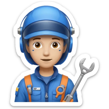 Blue-visor space mechanic sticker