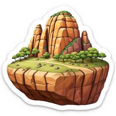 Cinematic Realistic Guatap√© Rock Landmark Emoji, showcasing a vividly colored rock formation with intricate patterns rendered with detailed textures and vibrant, scenic lighting. sticker