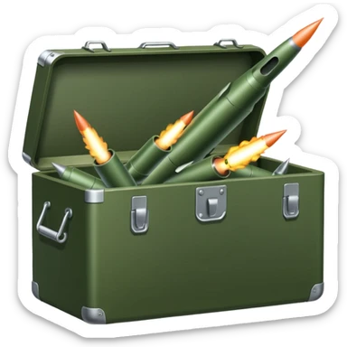 A military box filled with combat missiles sticker
