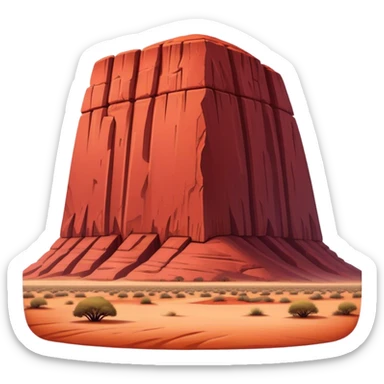 Cinematic Realistic Uluru Landmark Emoji, showcasing the massive, red monolith rising from the desert rendered with rich textures and warm, dramatic lighting. sticker