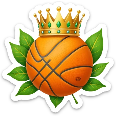 Orange with basketball lines with a leaf wearing a crown sticker