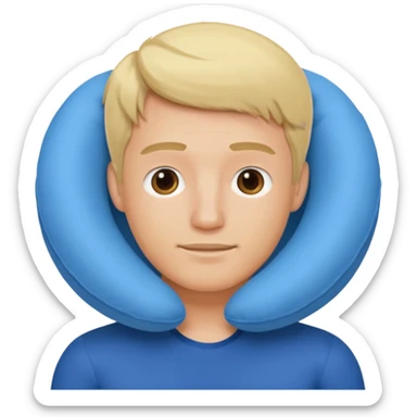 blonde man using travel pillow  sticker