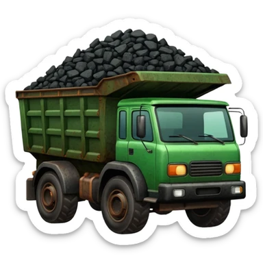green truck with coal ore sticker