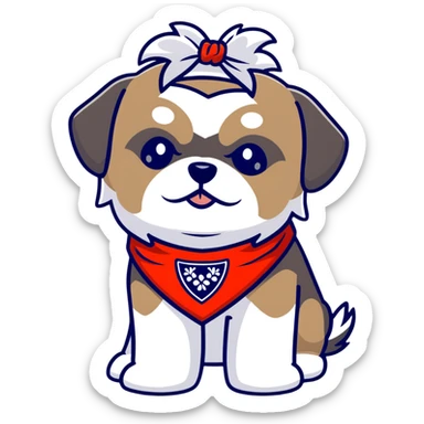 Shih Tzu wearing bandana sticker