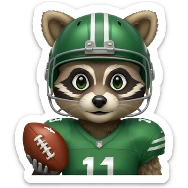 american football player raccoon green sticker