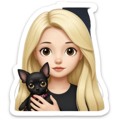 Chico pelo largo rubio chica pelo largo negro y chihuahua negro  sticker