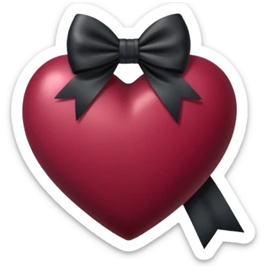 burgundy  heart with black bow sticker