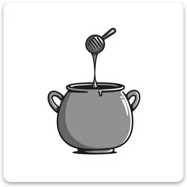 honey pot dripping, hand drawn black outline doodle sticker