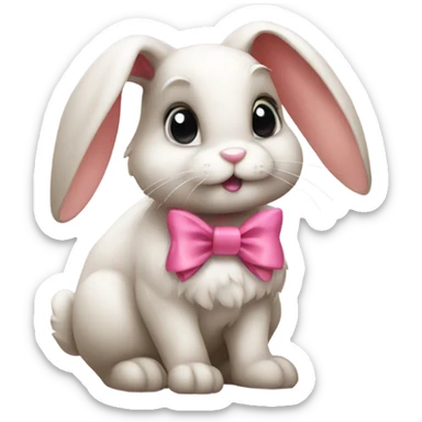Bunny with a pink bow sticker