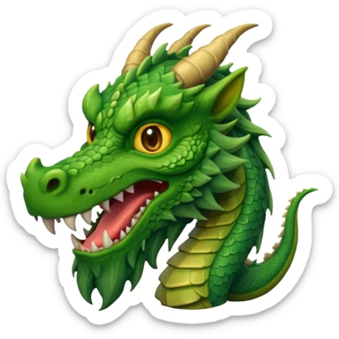a venerable dragon with a flowing beard, deep wrinkles, and weathered scales, emoji style sticker