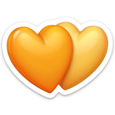 two hearts orange and yellow pastel sticker