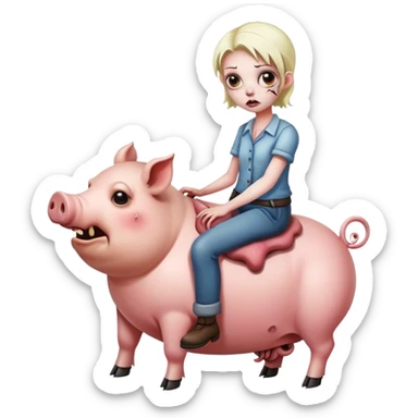 zombie siting on a pig sticker