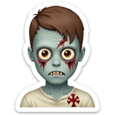 Zoombie biy with Brown hair sticker