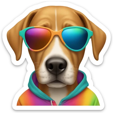 dog wearing hoodie and sunglasses sticker