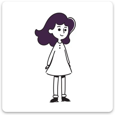 A simple sketch of a girl with flowing purple hair sticker