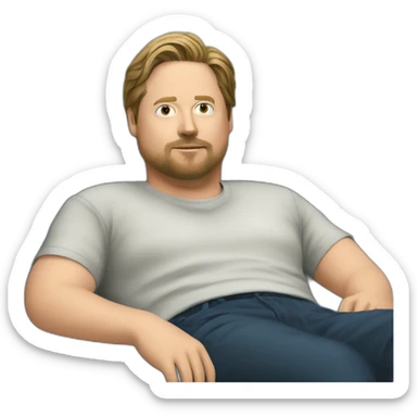 tim heidecker with a beard lazy lounging on couch sticker