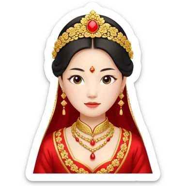 Chinese bride getup, heavy jewelary, traditional. sticker