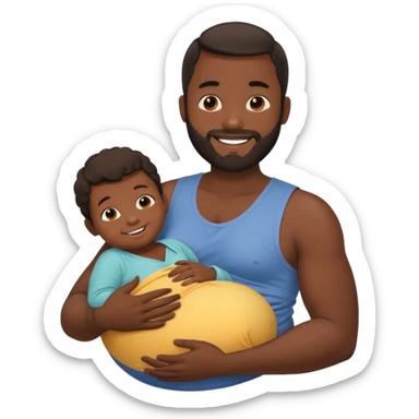 A pregnant burly black man breastfeeding his baby sticker