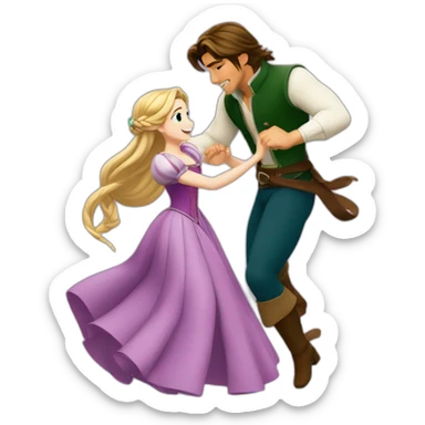 Rapunzel and Flynn Rider dancing anime style sticker