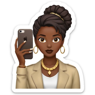 Stylish African woman with trendy clothes, fashionable hairstyle, and modern accessories sticker
